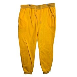 NWOT Womens Unisex Fleece Lined Loungewear Drawstring Jogger Pants Yellow 3XL